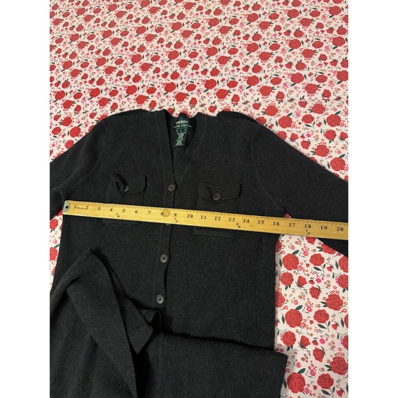 Lauren Ralph Lauren y2k 100% Merino Wool Ribbed Button Front Maxi Dress L d3 - Picture 4 of 7